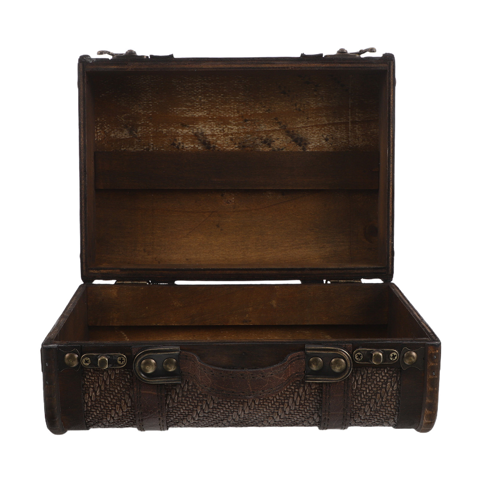 Retro Vintage Trunk Suitcase - صندوق تخزين خشبي عتيق للديكور، حقيبة