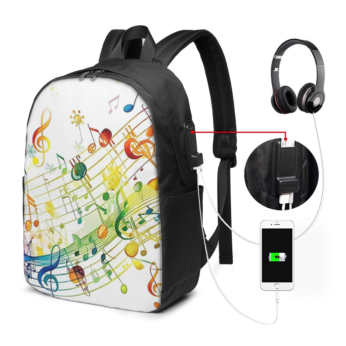 Travel Bags - حقيبة ظهر بتصميم مفاتيح البيانو المجردة