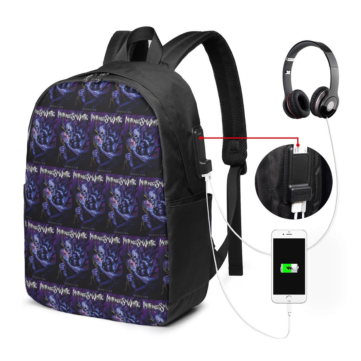 حقيبة ظهر بيضاء من Motionless  - مراجعة Backpacks وسعره
